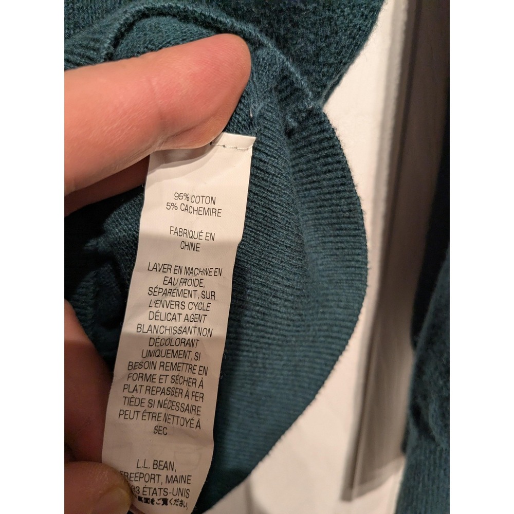 L.L.Bean Sweater Mens XL Tall Teal Green V Neck Cotton Cashmere Blend Pullover - Picture 6 of 14